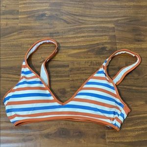 Aerie scoop red whit and blue striped bikini top